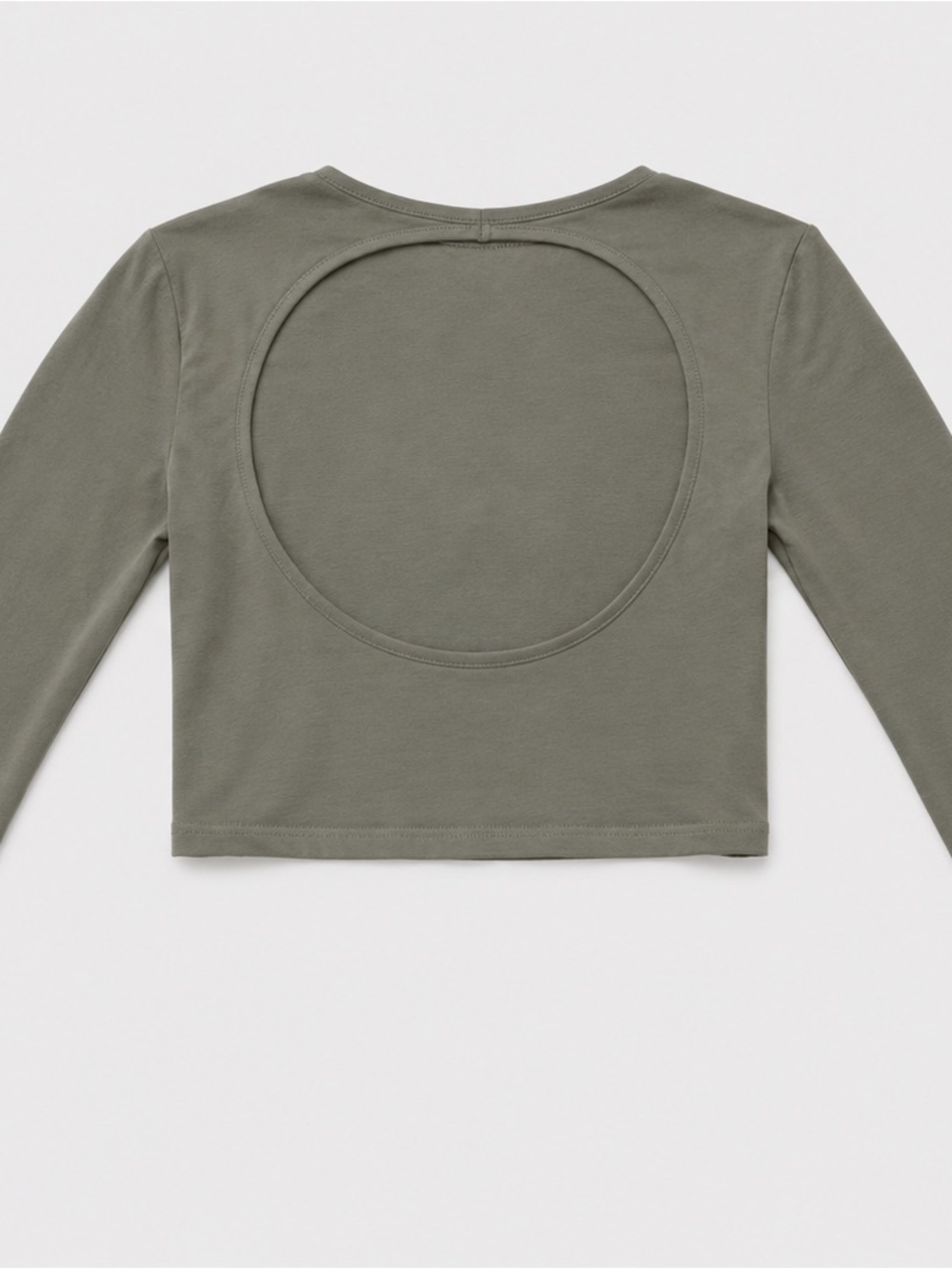 H&M Women's Olive Green Long Sleeve Cropped Open
Back Top Size Medium | - Picture 4 of 8